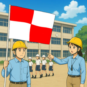 学校や職場での避難訓練に津波フラッグ