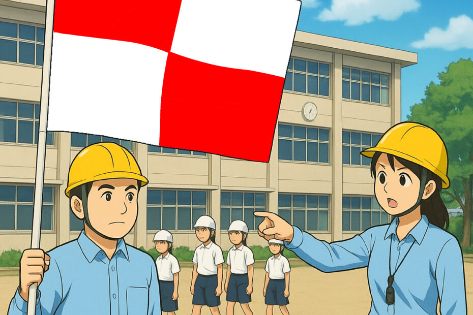 学校や職場での避難訓練に津波フラッグ